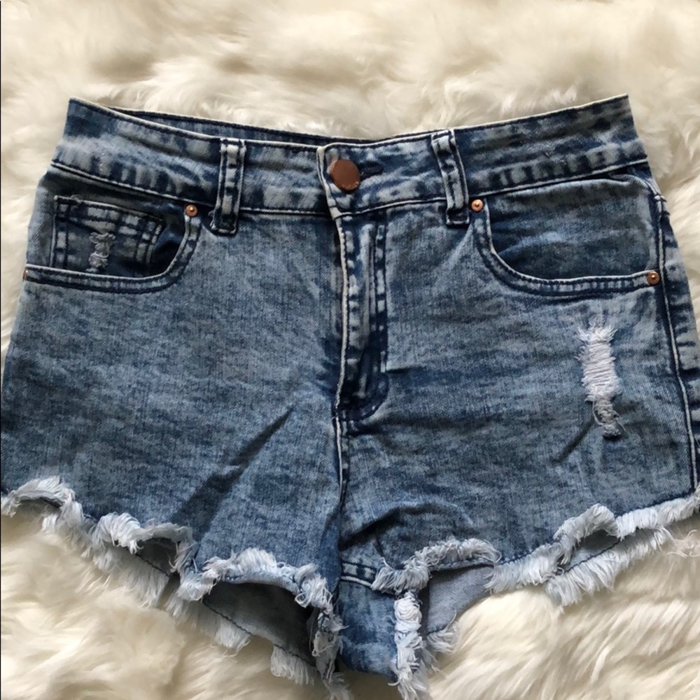 High waisted jean shorts
